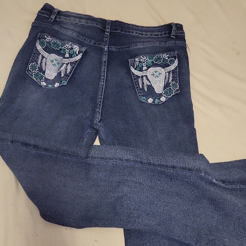 Embroidered Blue Jeans Size 10